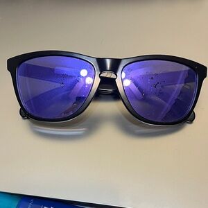 Black Oakley Frogslins Sunglasses with Purple Lenses